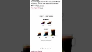 $125 Nespresso De'Longhi Vertuo Plus Deluxe Coffee & Espresso Maker w/ Aerocinno Frother at Macy’s